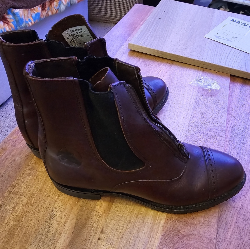 Women's Brown Leather Equestrian Horseback Riding Paddock Boots - Picture 5 of 5
